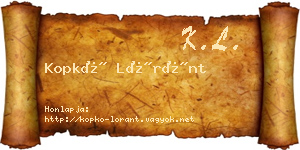 Kopkó Lóránt névjegykártya