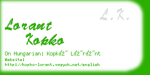 lorant kopko business card